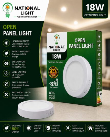 National Light Open Panel LED Light 18W